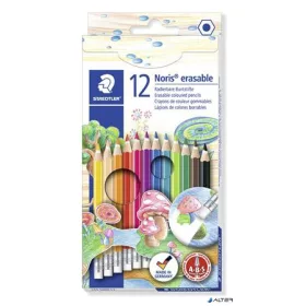   Színes ceruza készlet radírral, hatszögletű, STAEDTLER "Noris Club", 12 különböző szín