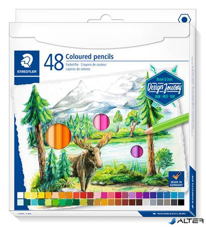 Színes ceruza készlet, hatszögletű, STAEDTLER '146C', 48 különböző szín