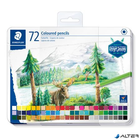 Színes ceruza készlet, hatszögletű, fémdobozos, STAEDTLER "146 C", 72 különböző szín