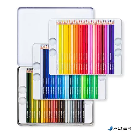 Színes ceruza készlet, hatszögletű, fémdobozos, STAEDTLER '146 C', 72 különböző szín
