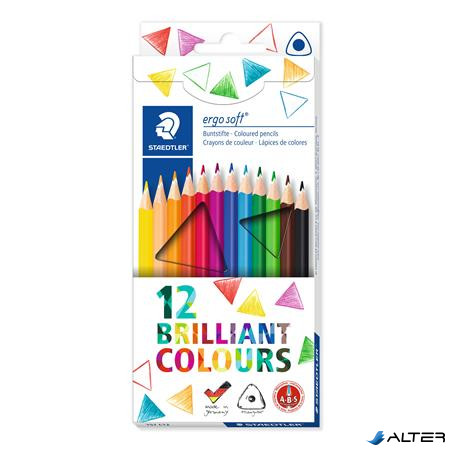 Színes ceruza készlet, háromszögletű, STAEDTLER "Ergo Soft 157", 12 különböző szín