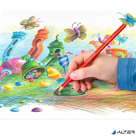 Színes ceruza készlet, háromszögletű, STAEDTLER "Ergo Soft 157", 12 különböző szín