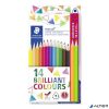 Színes ceruza készlet, háromszögletű, ajándék 2 db színes ceruzával, STAEDTLER 'Ergo Soft', 14 különböző szín