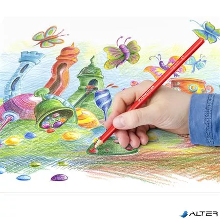 Színes ceruza készlet, háromszögletű, fémdobozos, STAEDTLER "Ergo Soft 157", 36 különböző szín