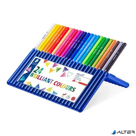 Színes ceruza készlet, háromszögletű, STAEDTLER "Ergosoft® 157", 24 különböző szín