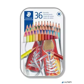   Színes ceruza készlet, hatszögletű, fém dobozban, STAEDTLER "175", 36 különböző szín