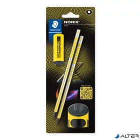   Grafitceruza készlet, hegyezővel, radírral, HB, STAEDTLER "Norix® 181", sárga