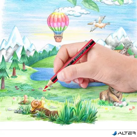 Színes ceruza készlet, hatszögletű, félhosszú, STAEDTLER "Noris Colour 185", 12 különböző szín