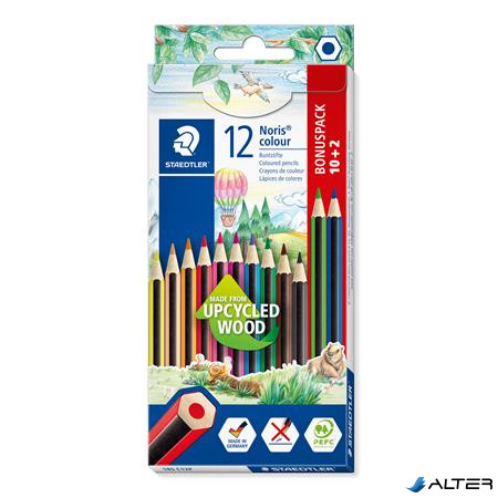 Színes ceruza készlet, hatszögletű, STAEDTLER 'Noris Colour 185', 10+2 különböző szín