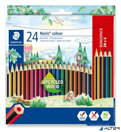 Színes ceruza készlet, hatszögletű, STAEDTLER "Noris Colour 185", 20+4 különböző szín