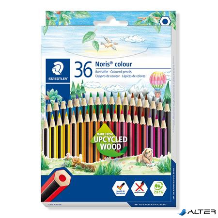 Színes ceruza készlet, hatszögletű, STAEDTLER "Noris Colour 185", 36 különböző szín