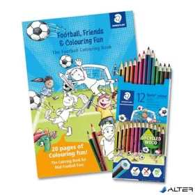   Színes ceruza készlet, hatszögletű, színezőfüzettel, STAEDTLER 'Noris® Colour 185', 12 szín