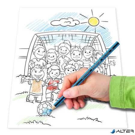 Színes ceruza készlet, hatszögletű, színezőfüzettel, STAEDTLER 'Noris® Colour 185', 12 szín