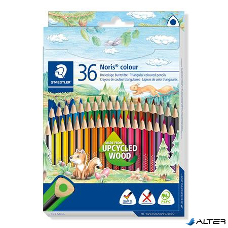 Színes ceruza készlet, háromszögletű, STAEDTLER 'Noris Colour 187', 36 különböző szín