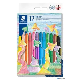   Zsírkréta, kitekerhető, STAEDTLER "Noris® 221", 12 különböző szín