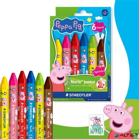 Zsírkréta, hatszögletű, jumbo, STAEDTLER „Noris® junior 224”, Peppa malac, 6 szín