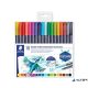 Ecsetirón készlet, 0,5-0,8/1,0-6,0 mm, kétvégű, STAEDTLER "3001", 18 szín