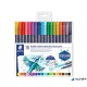 Ecsetirón készlet, 0,5-0,8/1,0-6,0 mm, kétvégű, STAEDTLER "3001", 18 szín