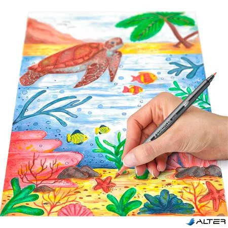 Ecsetirón készlet, 0,5-0,8/1,0-6,0 mm, kétvégű, STAEDTLER "3001", 18 szín