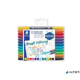   Ecsetirón készlet, 0,5-0,8/1,0-6,0 mm, kétvégű, STAEDTLER '3004'', 12 szín