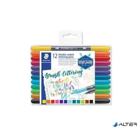   Ecsetirón készlet, 0,5-0,8/1,0-6,0 mm, kétvégű, STAEDTLER "3004"", 12 szín
