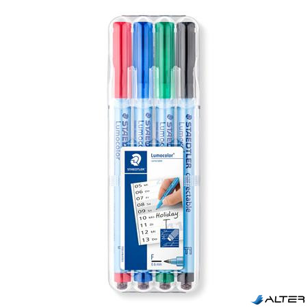Alkoholmentes marker készlet, OHP, 0,6 mm, STAEDTLER "Lumocolor 305 F", 4 különböző szín