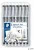 Tusfilc készlet, 8 különböző vonalvastagság, STAEDTLER 'Pigment liner 308', fekete