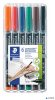 Alkoholos marker készlet, OHP, 0,4 mm, STAEDTLER "Lumocolor® 313 S", 6 különböző szín