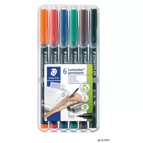   Alkoholos marker készlet, OHP, 0,4 mm, STAEDTLER 'Lumocolor® 313 S', 6 különböző szín