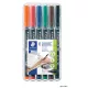 Alkoholos marker készlet, OHP, 0,4 mm, STAEDTLER 'Lumocolor® 313 S', 6 különböző szín