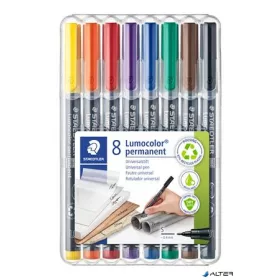   Alkoholos marker készlet, OHP, 0,4 mm, STAEDTLER 'Lumocolor® 313 S', 8 különböző szín