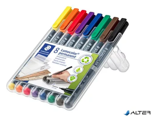 Alkoholos marker készlet, OHP, 0,4 mm, STAEDTLER 'Lumocolor® 313 S', 8 különböző szín