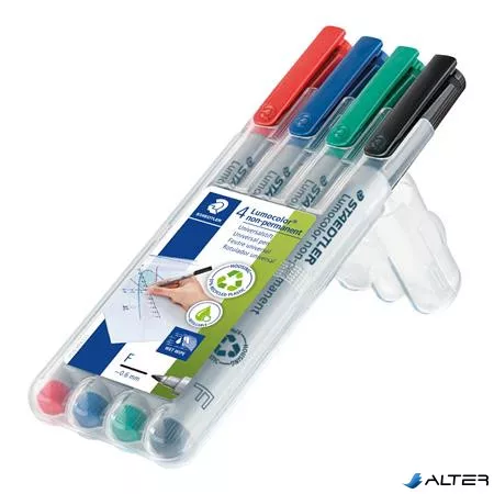 Alkoholmentes marker készlet, OHP, 0,6 mm, STAEDTLER "Lumocolor® 316 F", 4 különböző szín