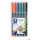 Alkoholos marker készlet, OHP, 1 mm, STAEDTLER 'Lumocolor® 317 M', 6 különböző szín