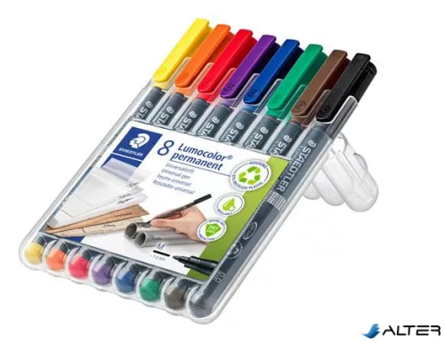 Alkoholos marker készlet, OHP, 1 mm, STAEDTLER "Lumocolor® 317 M", 8 különböző szín