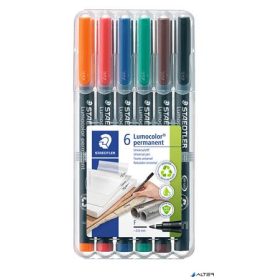   Alkoholos marker készlet, OHP, 0,6 mm, STAEDTLER 'Lumocolor® 318 F', 6 különböző szín