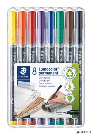 Alkoholos marker készlet, OHP, 0,6 mm, STAEDTLER 'Lumocolor® 318 F', 8 különböző szín