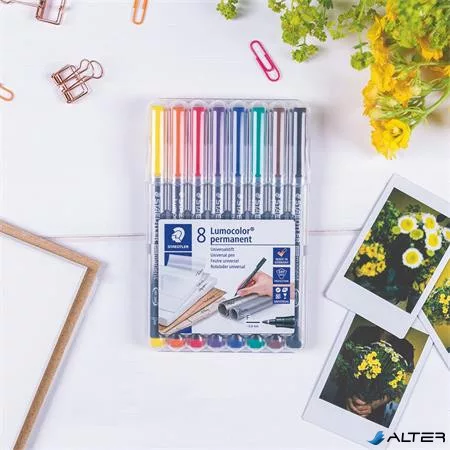 Alkoholos marker készlet, OHP, 0,6 mm, STAEDTLER "Lumocolor® 318 F", 8 különböző szín