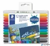 Textilfilc, kétvégű, STAEDTLER® "3190", 12 különböző szín