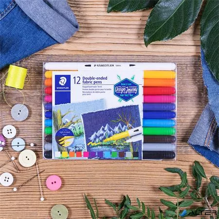 Textilfilc, kétvégű, STAEDTLER® "3190", 12 különböző szín