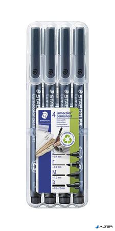 Alkoholos marker készlet, OHP, STAEDTLER "Lumocolor® 31", 4 különböző vonalvastagság, fekete