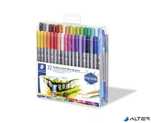 Filctoll készlet, 0,8/3,0 mm, kétvégű, STAEDTLER® "3200", 72 különböző szín