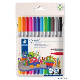   Filctoll készlet, 1-3 mm, kétvégű, kimosható, STAEDTLER 'Noris® 320, 12 különböző szín