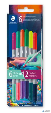 Rostirón készlet, 1/3 mm, kétvégű, kimosható, STAEDTLER® "3280", Multiverzum 1, 6 különböző szín