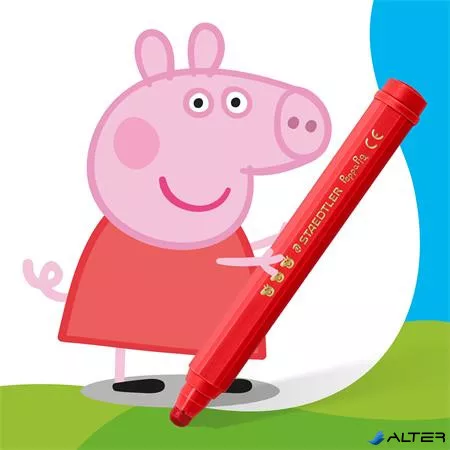 Filctoll készlet, 2,5 mm, kimosható, jumbo, STAEDTLER „Noris® junior 329”, Peppa malac, 12 szín