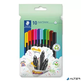   Tűfilc készlet, 0,3 mm, STAEDTLER "Triplus 334", 10 különböző szín