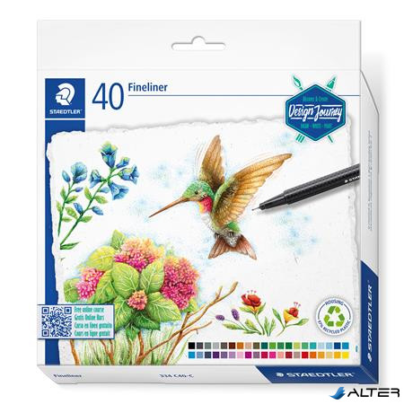 Tűfilc készlet, 0,3 mm, STAEDTLER 'Triplus 334 Design Journey', 40 különböző szín