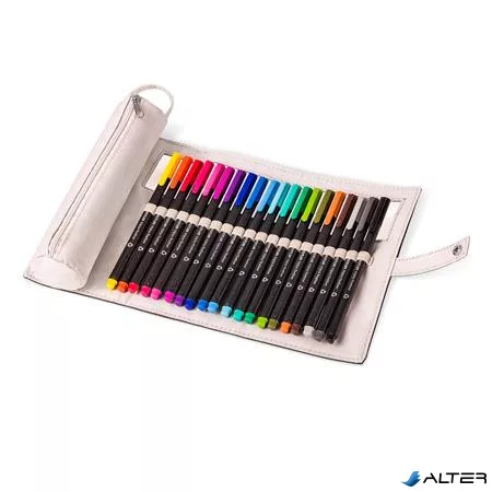 Tűfilc készlet feltekerhető tolltartóban vegyes színekben, 0,3 mm, STAEDTLER 'Triplus® 334', 20 különböző szín