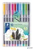 Tűfilc készlet, 0,3 mm, STAEDTLER "Triplus 334", 10 különböző szín