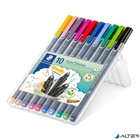 Tűfilc készlet, 0,3 mm, STAEDTLER 'Triplus 334', 10 különböző szín